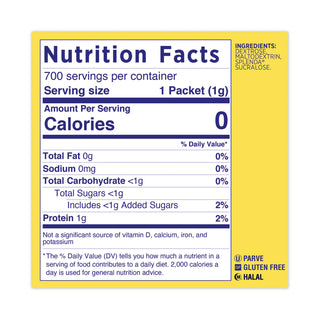 No Calorie Sweetener Packets, 700/Box