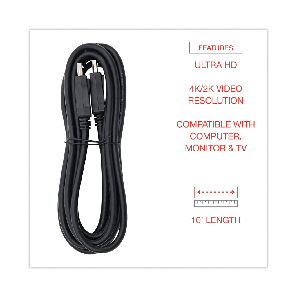 DisplayPort Cable, 10 ft, Black
