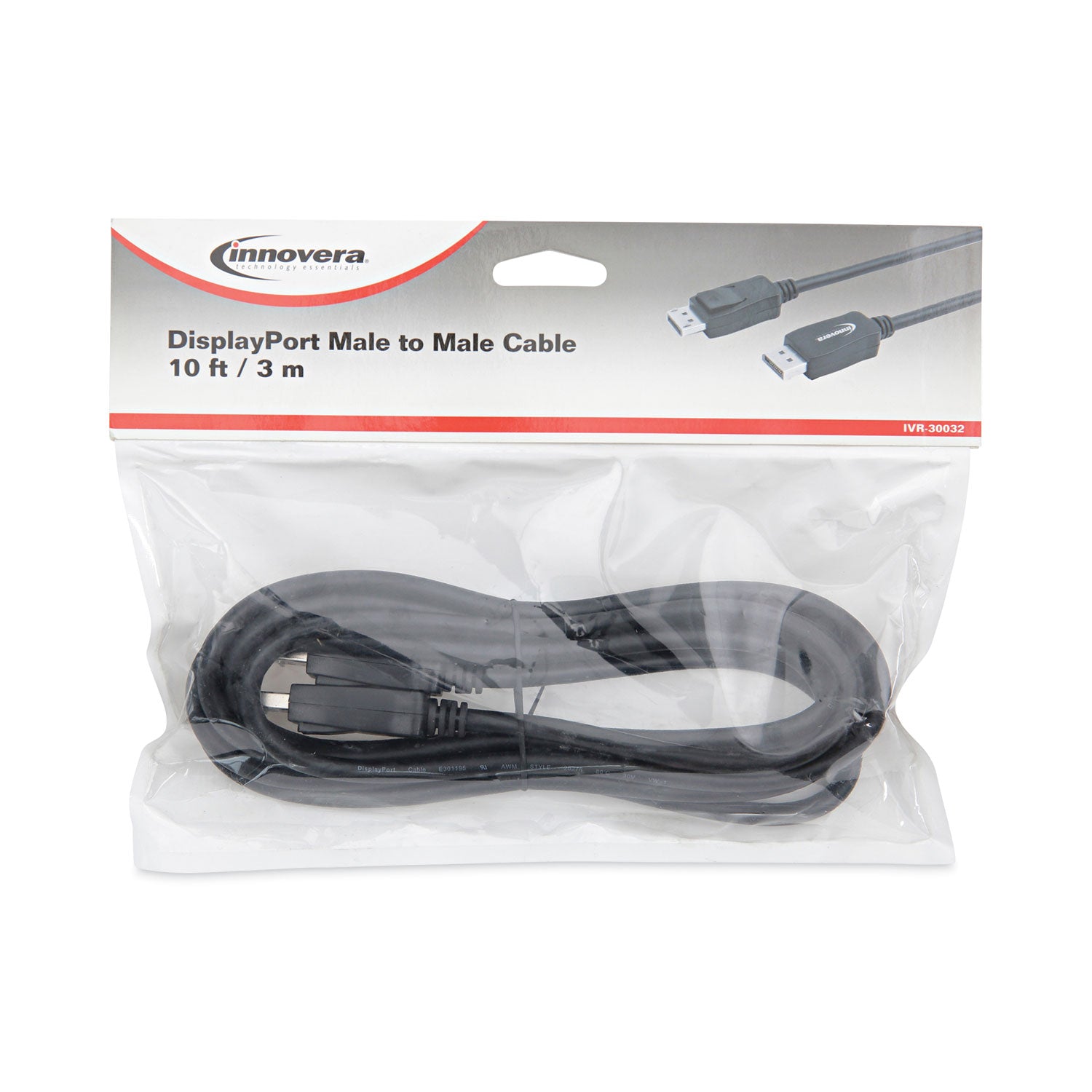 DisplayPort Cable, 10 ft, Black