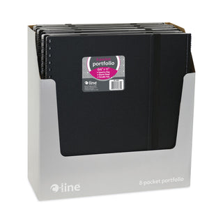 Eight-Pocket Portfolio with Security Flap, Polypropylene, 8.5 x 11, Black/White - 