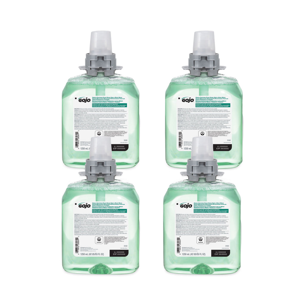 Green Certified Foam Hair and Body Wash, Cucumber Melon, 1,250 mL Refill, 4/Carton