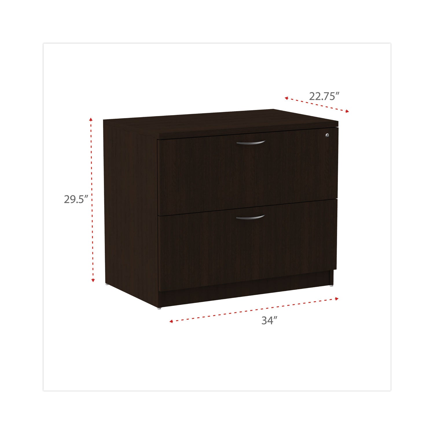 Alera Valencia Series Lateral File, 2 Legal/Letter-Size File Drawers, Espresso, 34" x 22.75" x 29.5