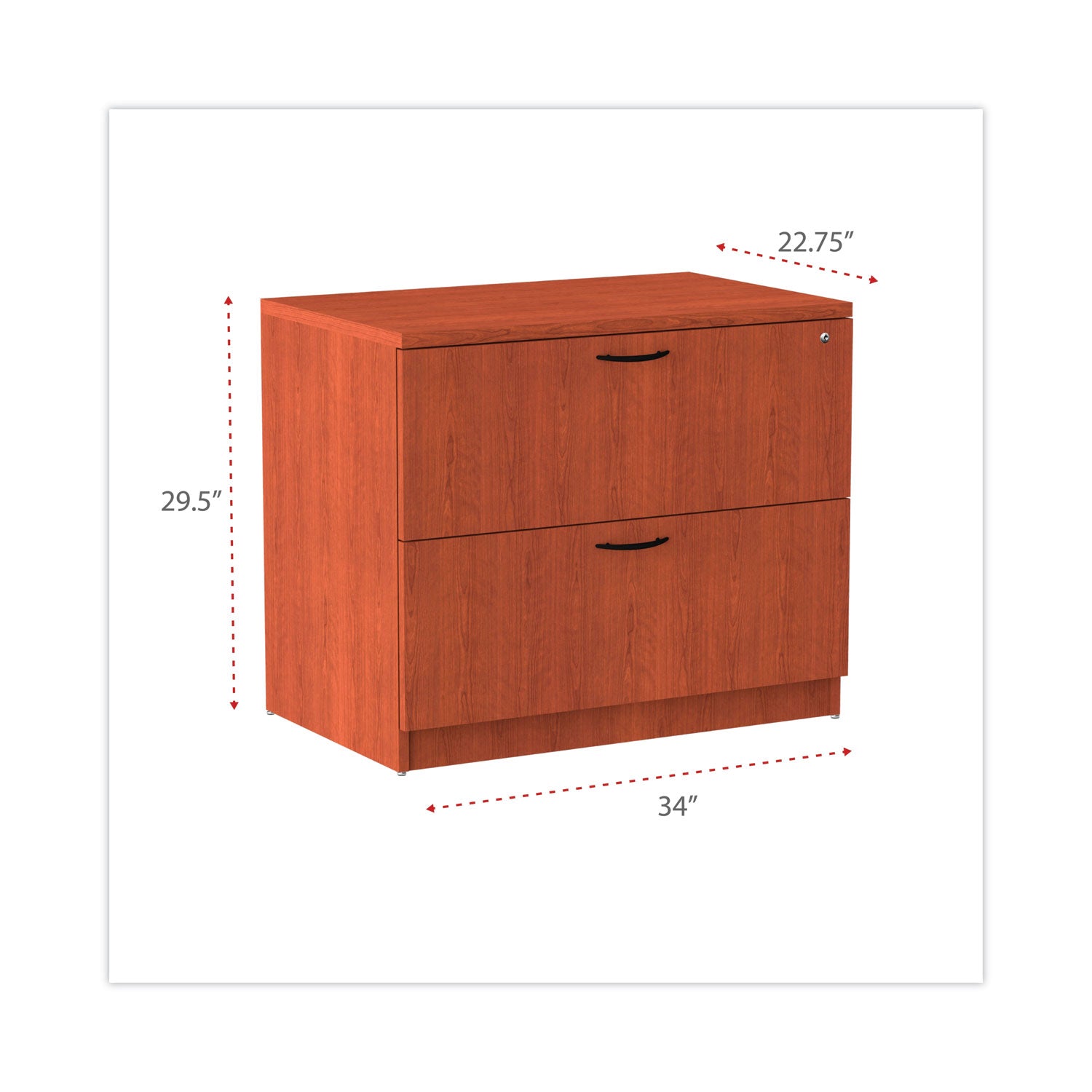 Alera Valencia Series Lateral File, 2 Legal/Letter-Size File Drawers, Medium Cherry, 34" x 22.75" x 29.5