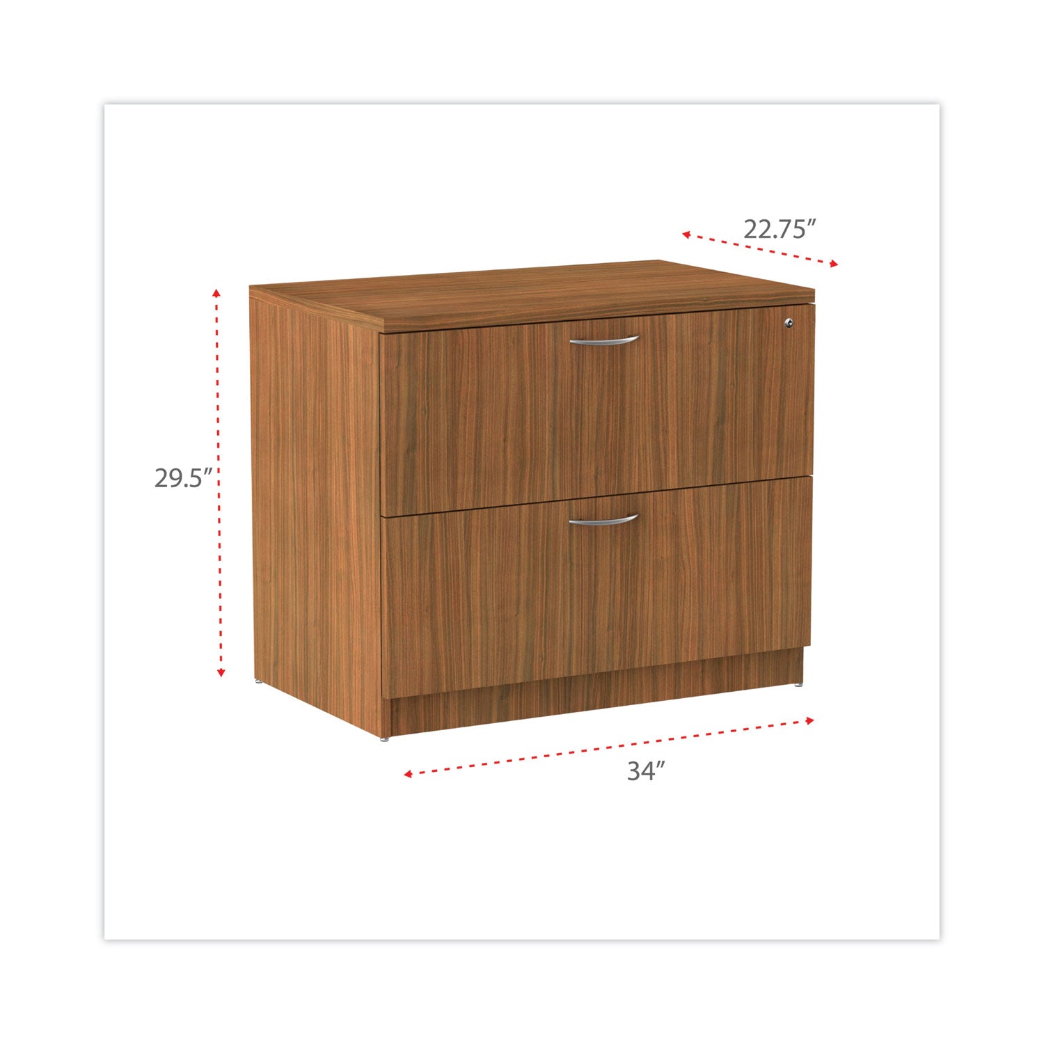Alera Valencia Series Lateral File, 2 Legal/Letter-Size File Drawers, Modern Walnut, 34" x 22.75" x 29.5