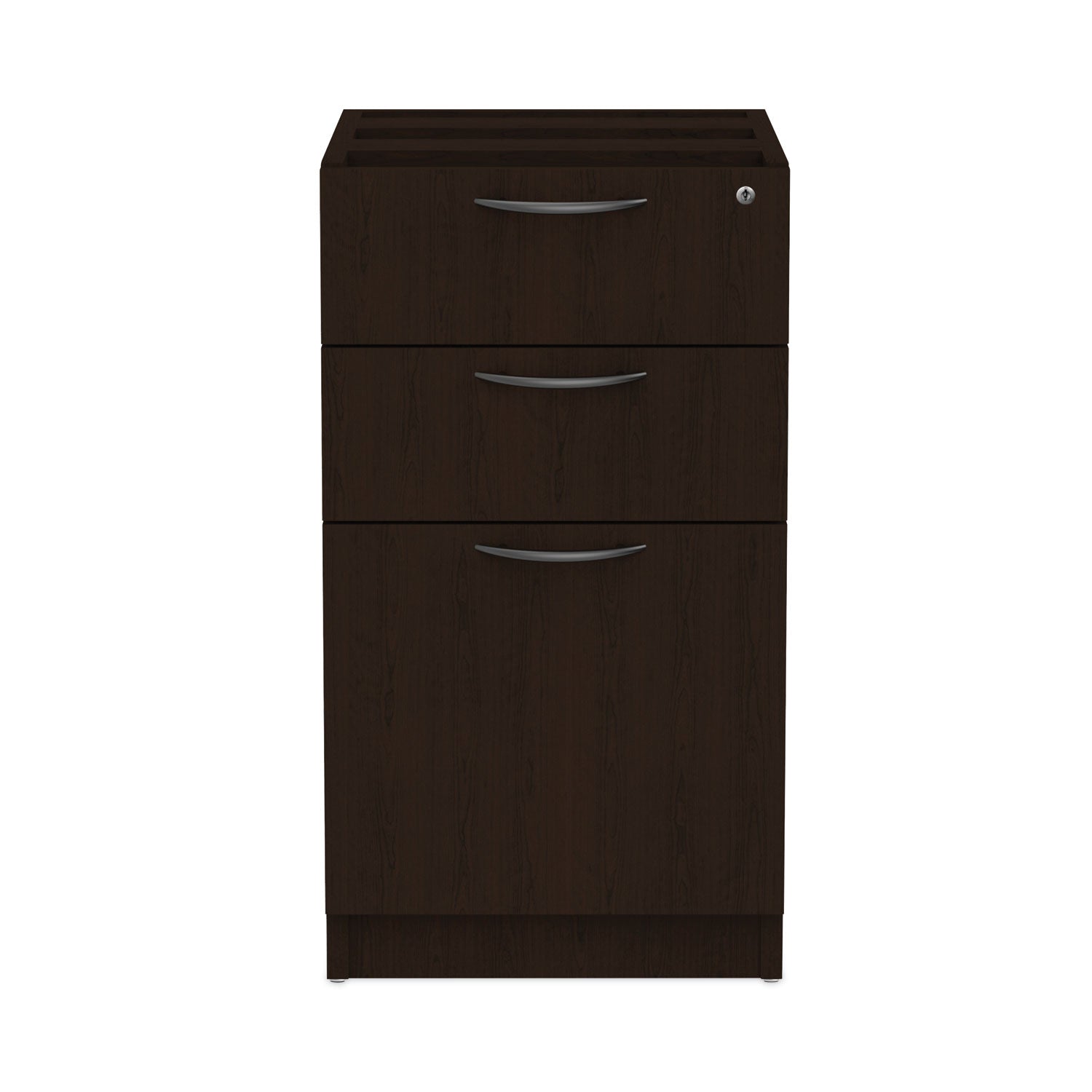Alera Valencia Series Full Pedestal File, Left/Right, 3-Drawers: Box/Box/File, Legal/Letter, Espresso, 15.63" x 20.5" x 28.5