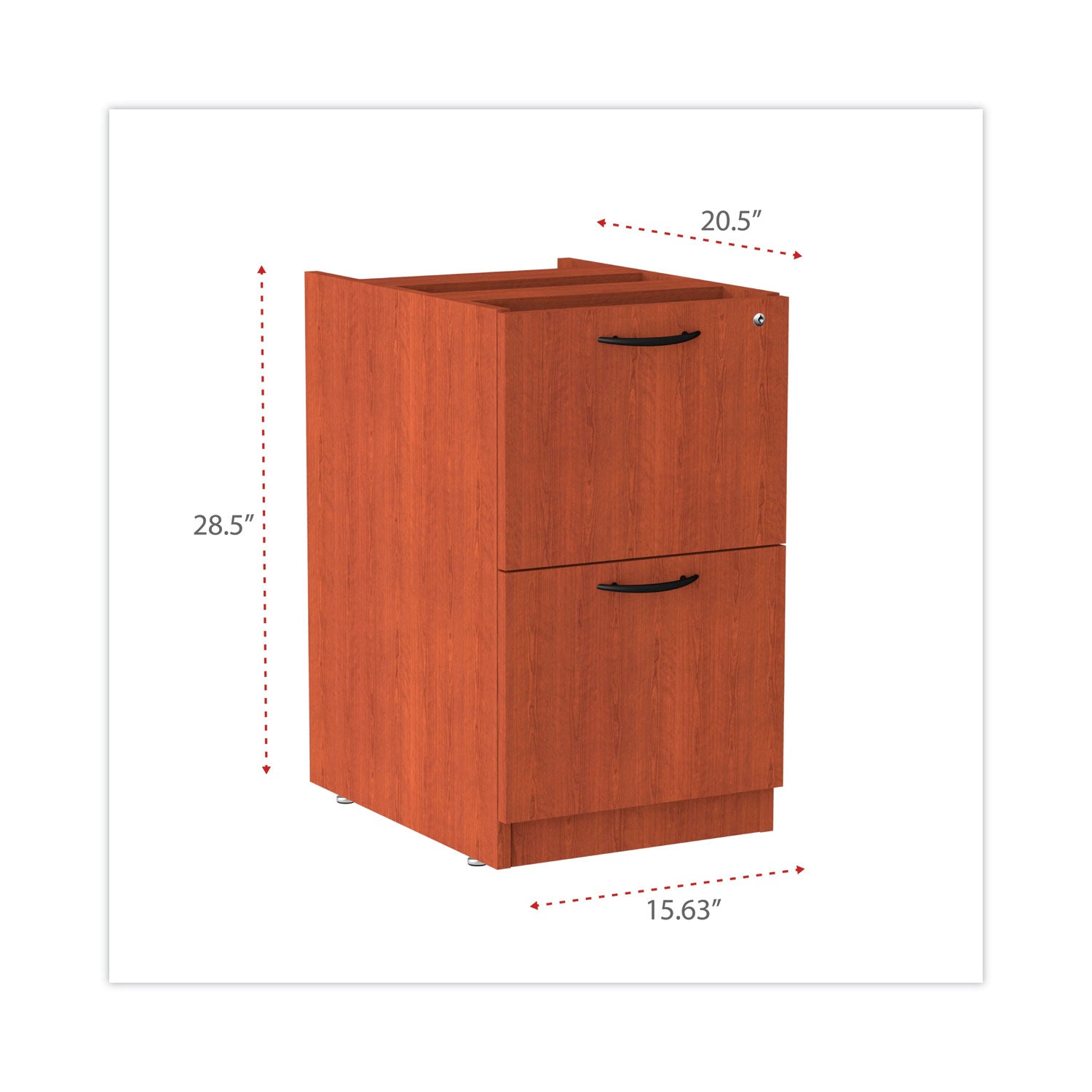 Alera Valencia Series Full Pedestal File, Left/Right, 2 Legal/Letter-Size File Drawers, Medium Cherry, 15.63" x 20.5" x 28.5