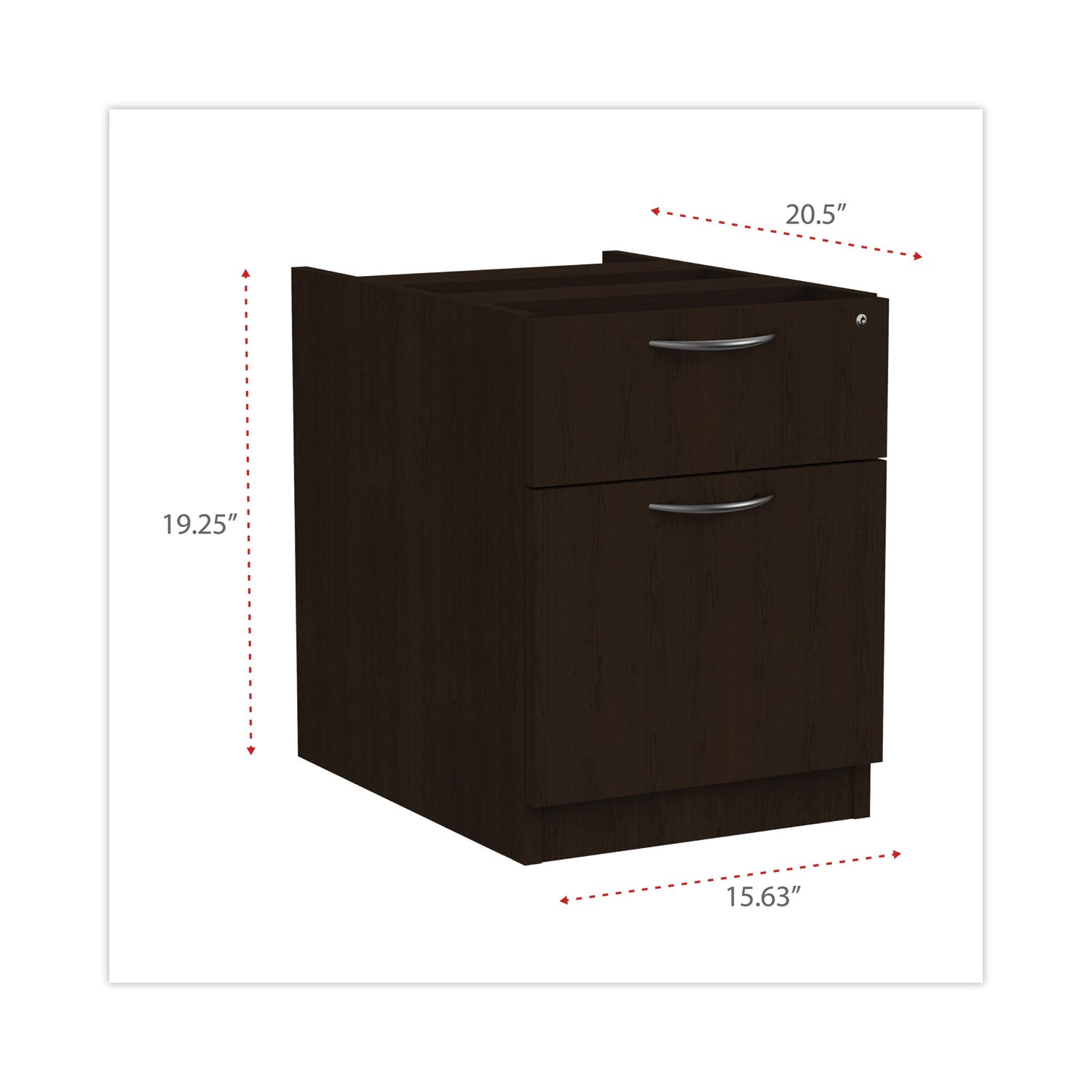 Alera Valencia Series Hanging Pedestal File, Left/Right, 2-Drawers: Box/File, Legal/Letter, Espresso, 15.63" x 20.5" x 19.25