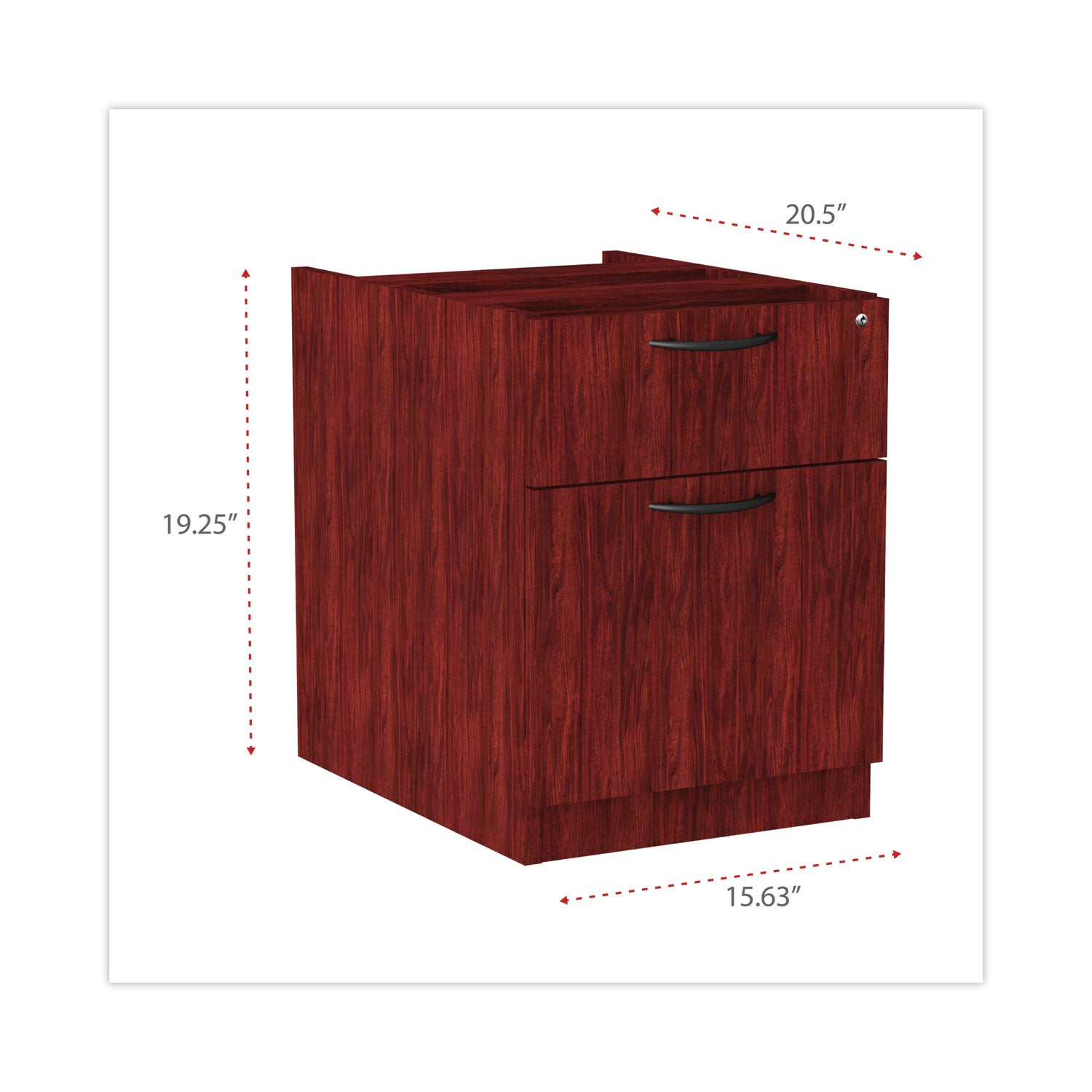 Alera Valencia Series Hanging Pedestal File, Left/Right, 2-Drawers: Box/File, Legal/Letter, Mahogany, 15.63" x 20.5" x 19.25 - 4