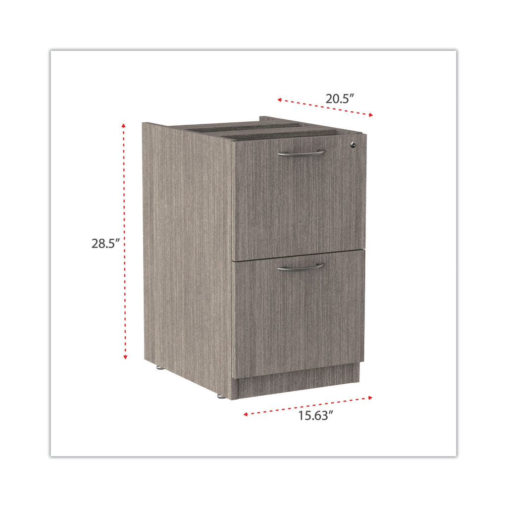 Alera Valencia Series Full Pedestal File, Left or Right, 2 Legal/Letter-Size File Drawers, Gray, 15.63" x 20.5" x 28.5