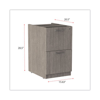 Alera Valencia Series Full Pedestal File, Left or Right, 2 Legal/Letter-Size File Drawers, Gray, 15.63" x 20.5" x 28.5