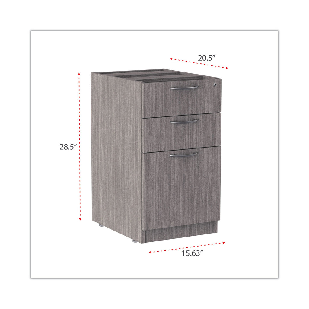 Alera Valencia Series Full Pedestal File, Left/Right, 3-Drawers: Box/Box/File, Legal/Letter, Gray, 15.63" x 20.5" x 28.5