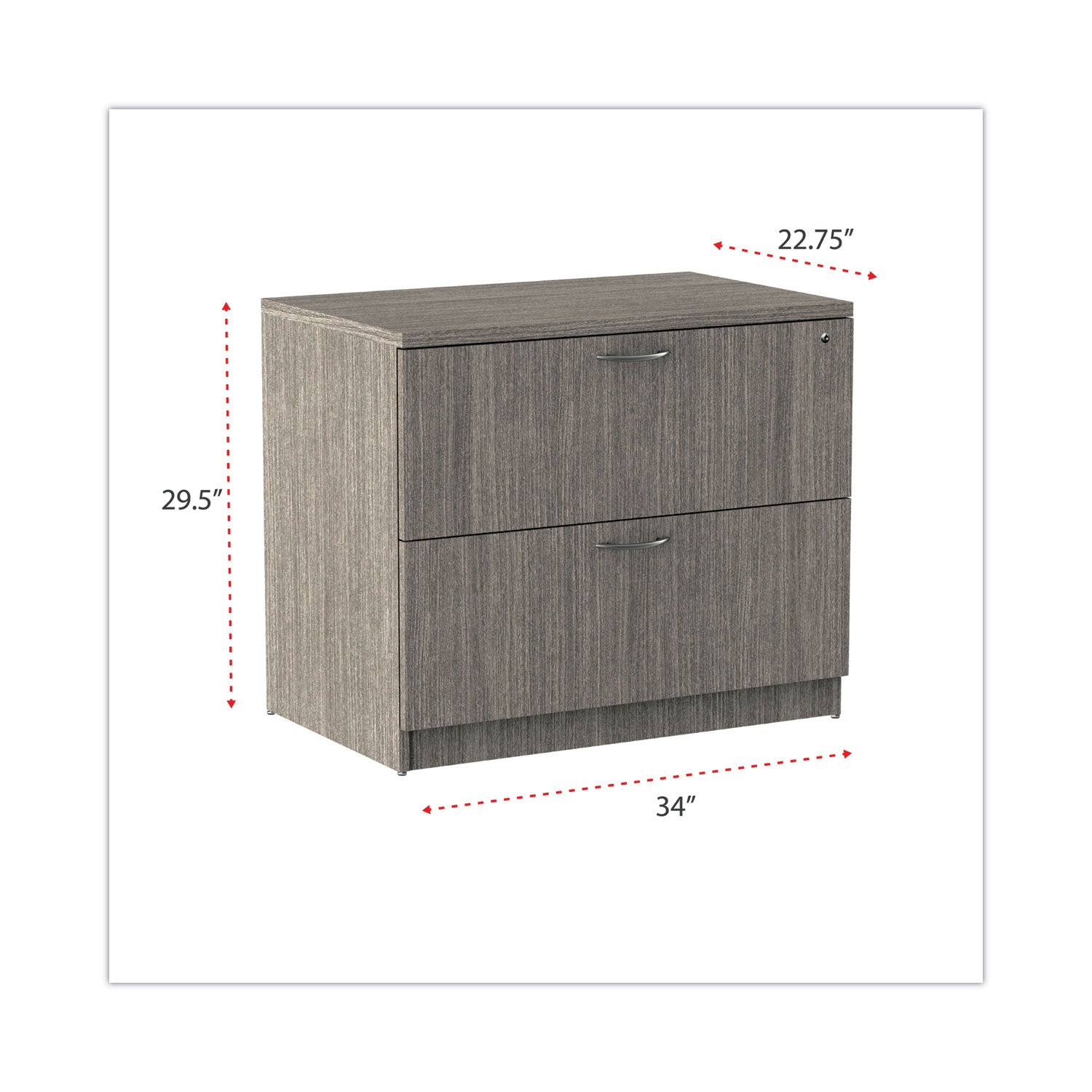 Alera Valencia Series Lateral File, 2 Legal/Letter-Size File Drawers, Gray, 34" x 22.75" x 29.5