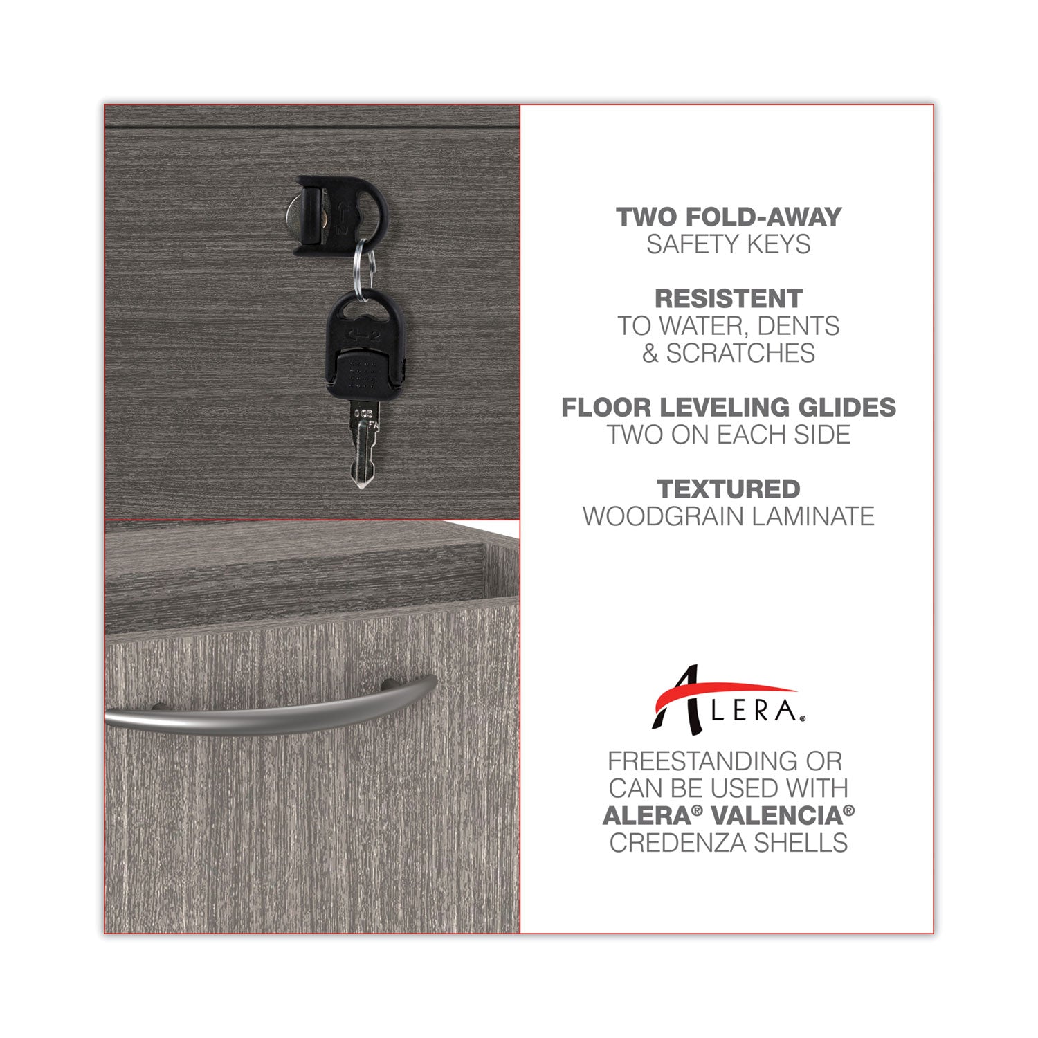 Alera Valencia Series Lateral File, 2 Legal/Letter-Size File Drawers, Gray, 34" x 22.75" x 29.5