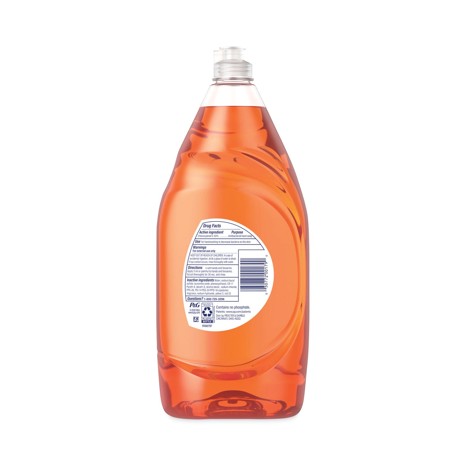 Ultra Antibacterial Dishwashing Liquid, Orange Scent, 38 oz Bottle, 8/Carton