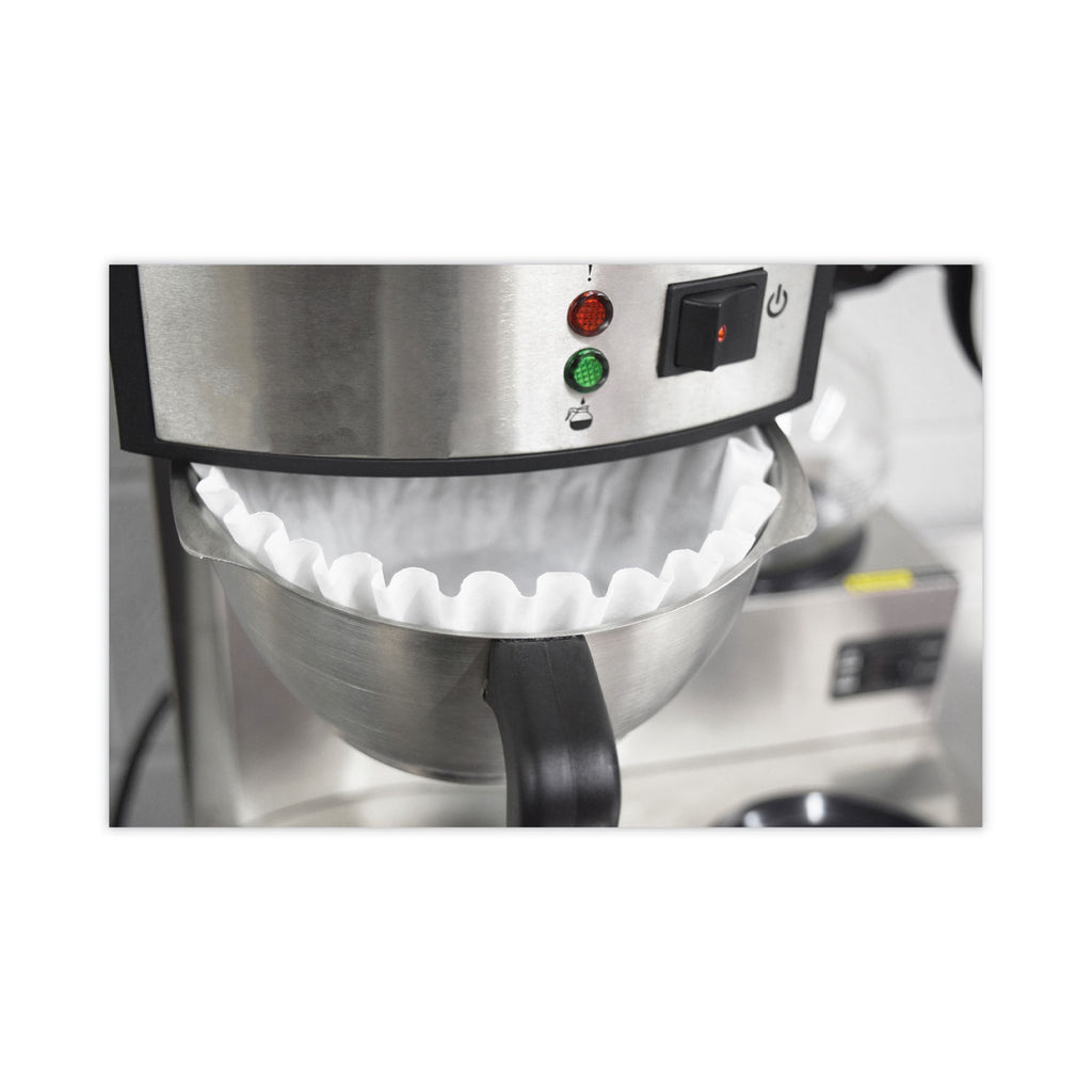 Basket Filters for Drip Coffeemakers, 10 to 12 Cup Size, White, 200/Pack