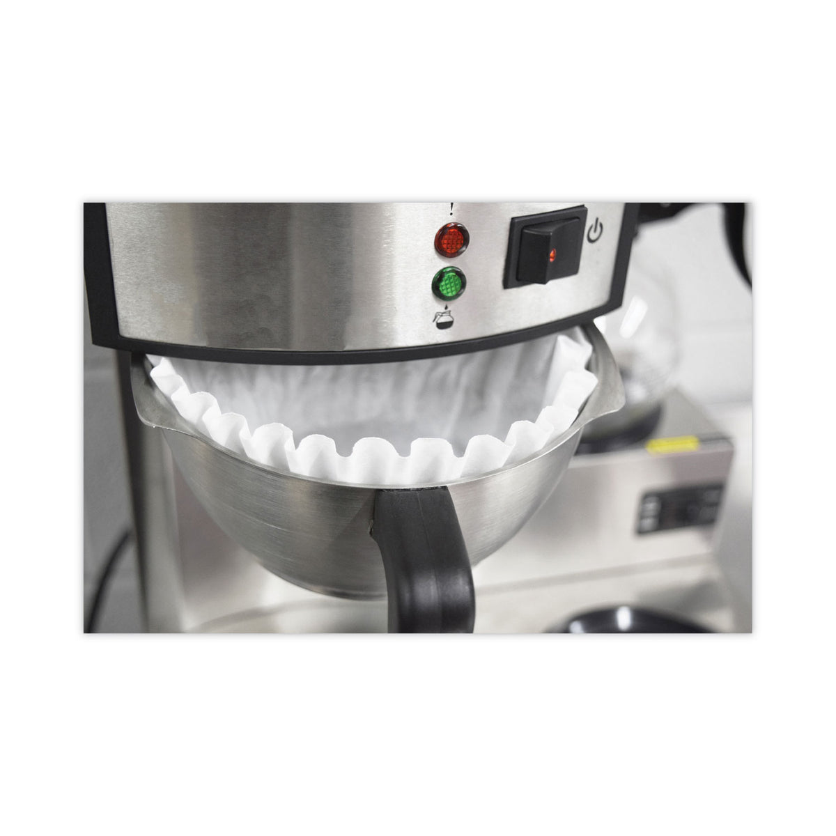 Basket Filters for Drip Coffeemakers, 10 to 12 Cup Size, White, 200/Pack