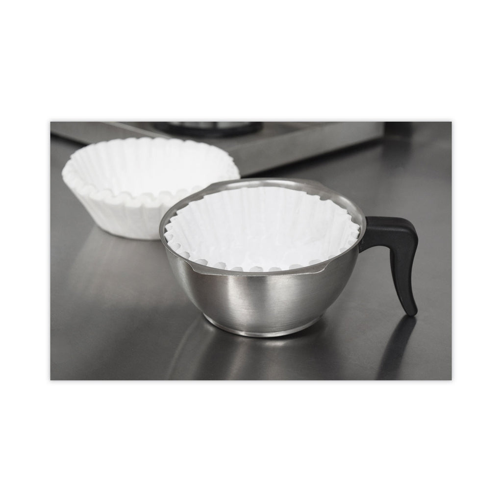 Basket Filters for Drip Coffeemakers, 10 to 12 Cup Size, White, 200/Pack