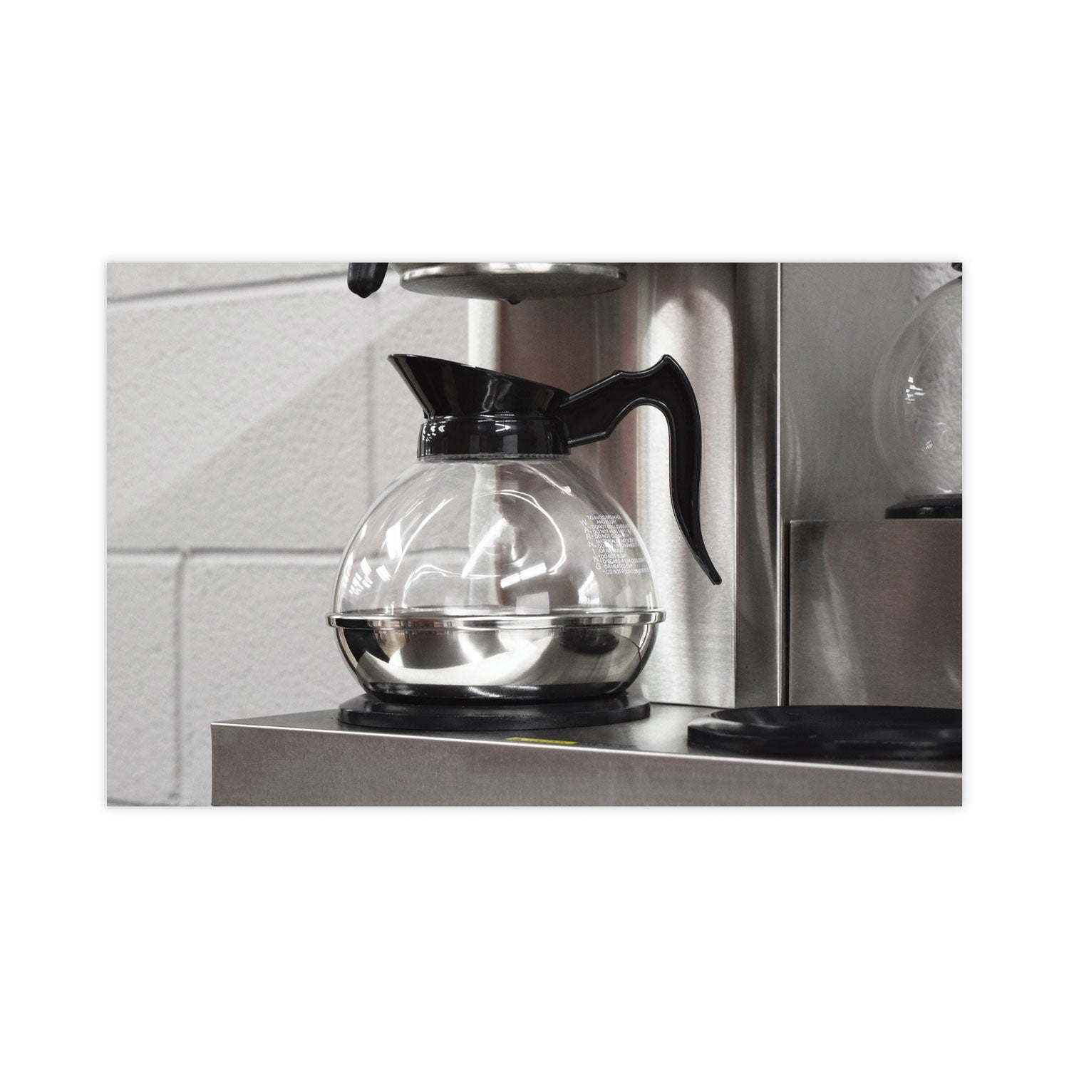 Unbreakable Regular Coffee Decanter, 12-Cup, Stainless Steel/Polycarbonate, Black Handle - 