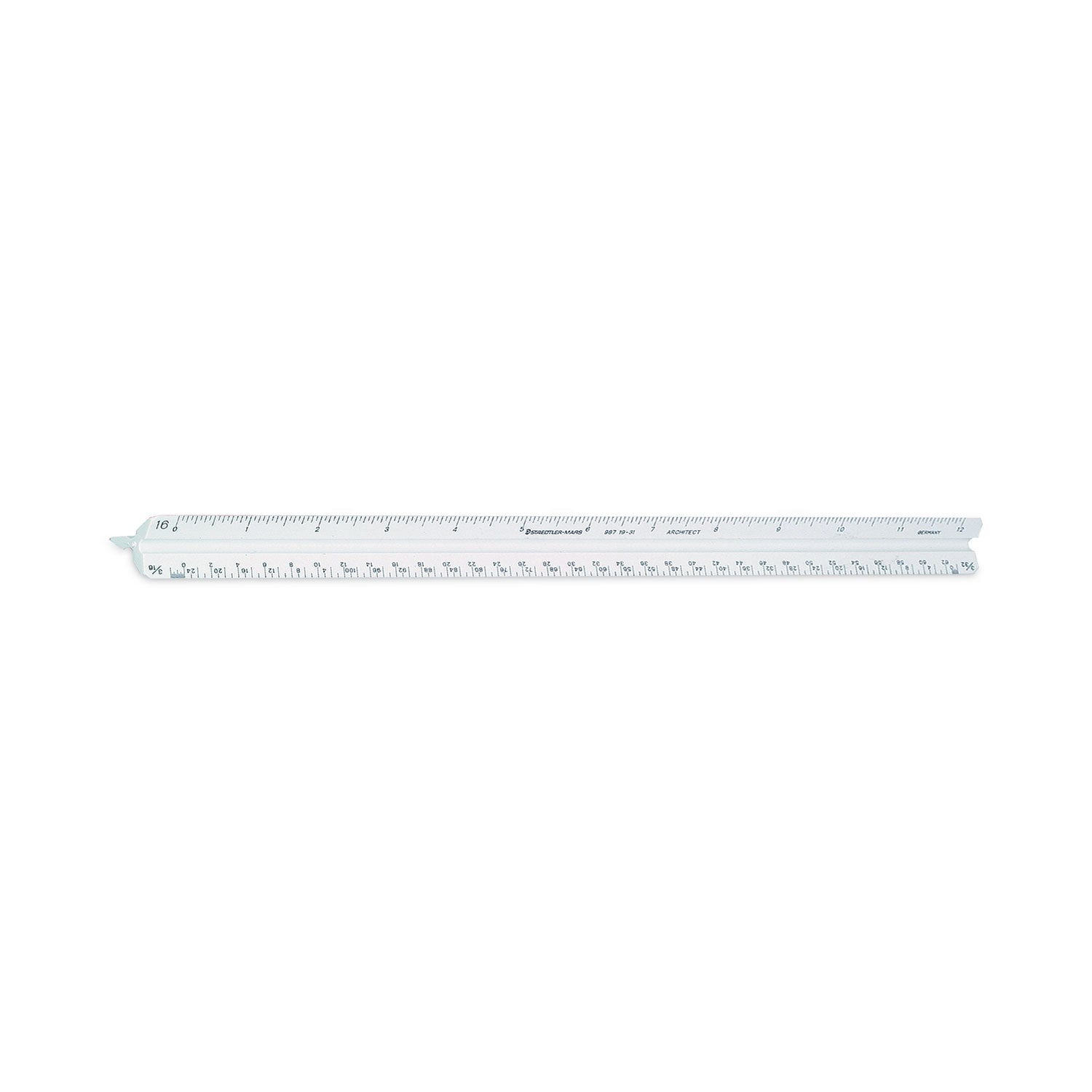 Triangular Scale Plastic Architects Ruler, 12" Long, Plastic, White - 