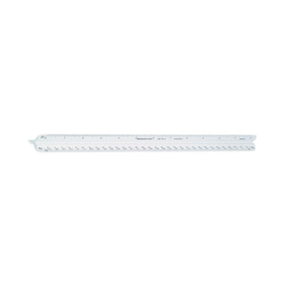 Triangular Scale Plastic Architects Ruler, 12" Long, Plastic, White - 