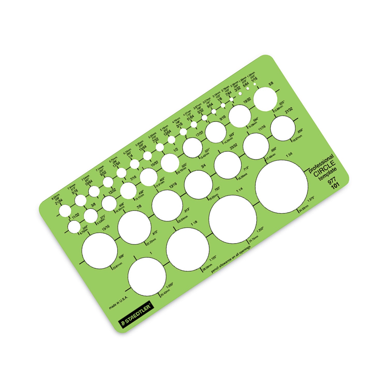 Templates, 39 Circles, 4 x 7.25, Green
