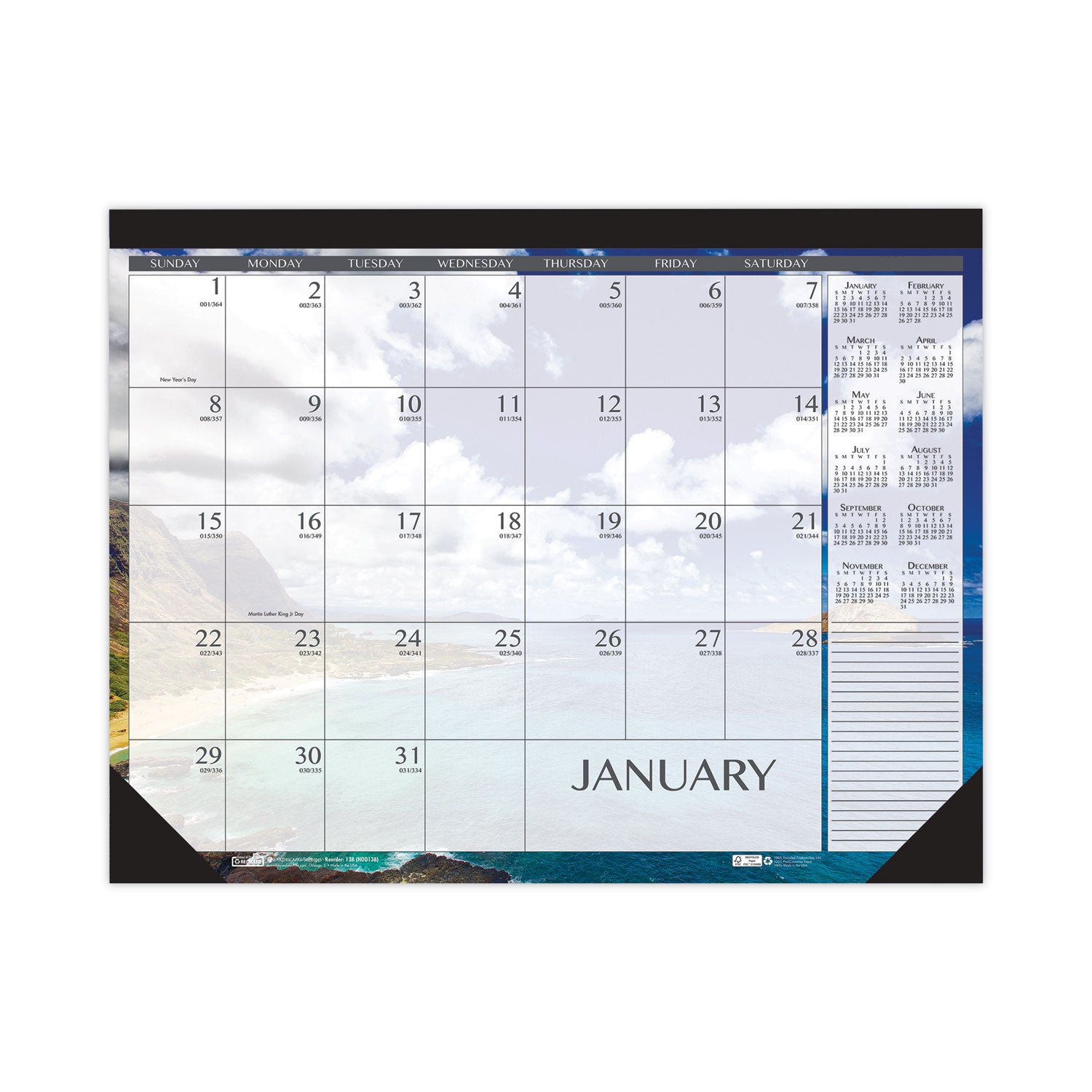 recycled-earthscapes-desk-pad-calendar-seascapes-photography-185-x-13-black-binding-corners12-month-jan-to-dec-2024_hod1386 - 1