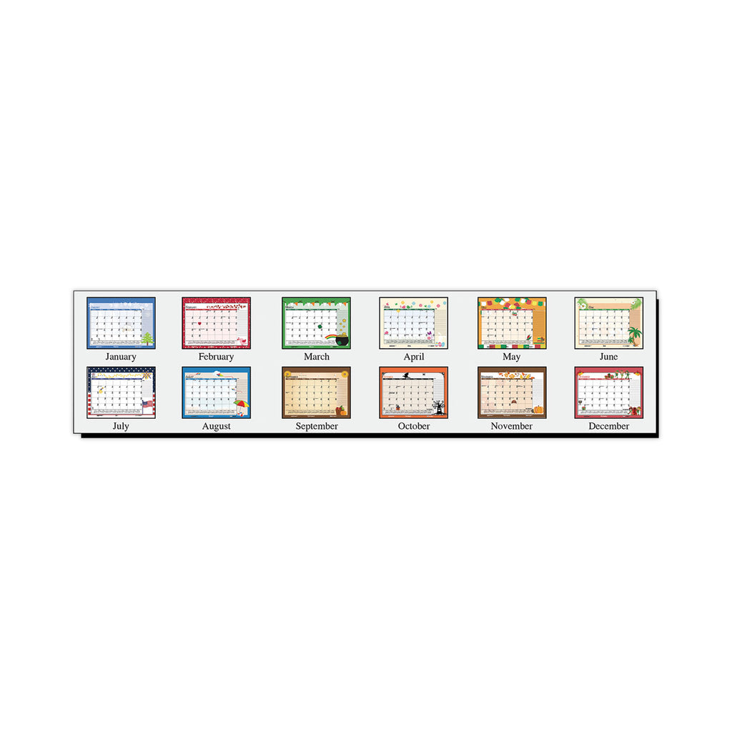 Recycled Desk Pad Calendar, Illustrated Seasons Artwork, 18.5 x 13, Black Binding/Corners,12-Month (Jan to Dec): 2024