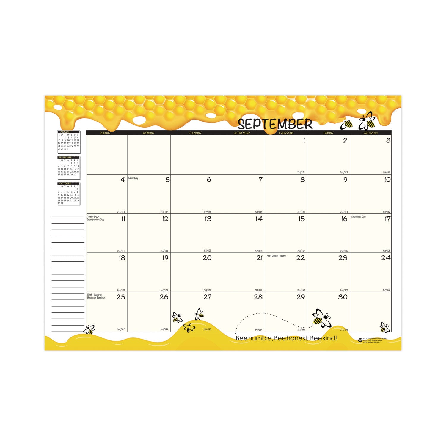 Recycled Academic Honeycomb Planner, Honeycomb Artwork, 10 x 7, Multicolor Cover, 12-Month (Aug to July): 2023 to 2024