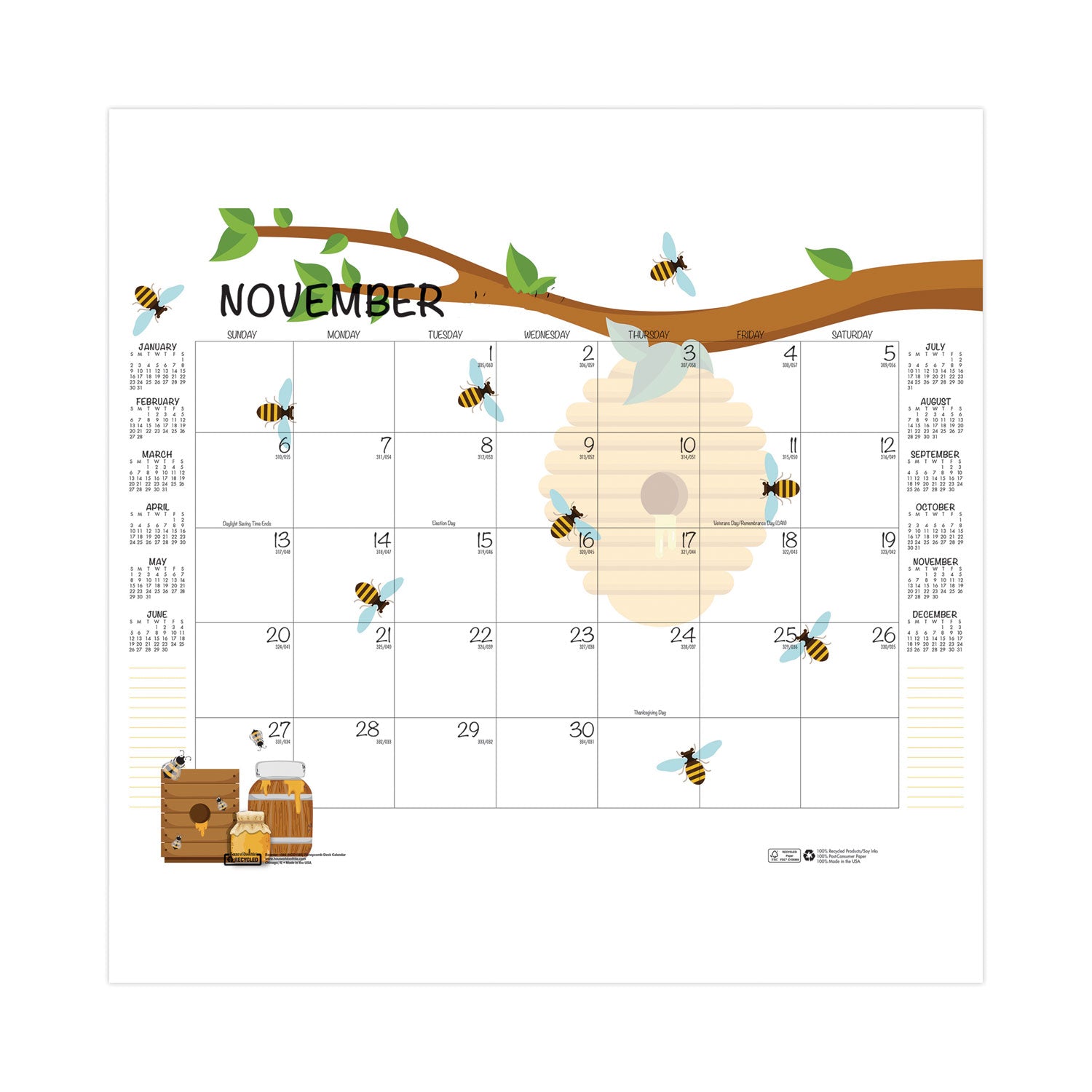 recycled-honeycomb-desk-pad-calendar-22-x-17-white-multicolor-sheets-brown-corners-12-month-aug-to-july-2023-to-2024_hod1565 - 2