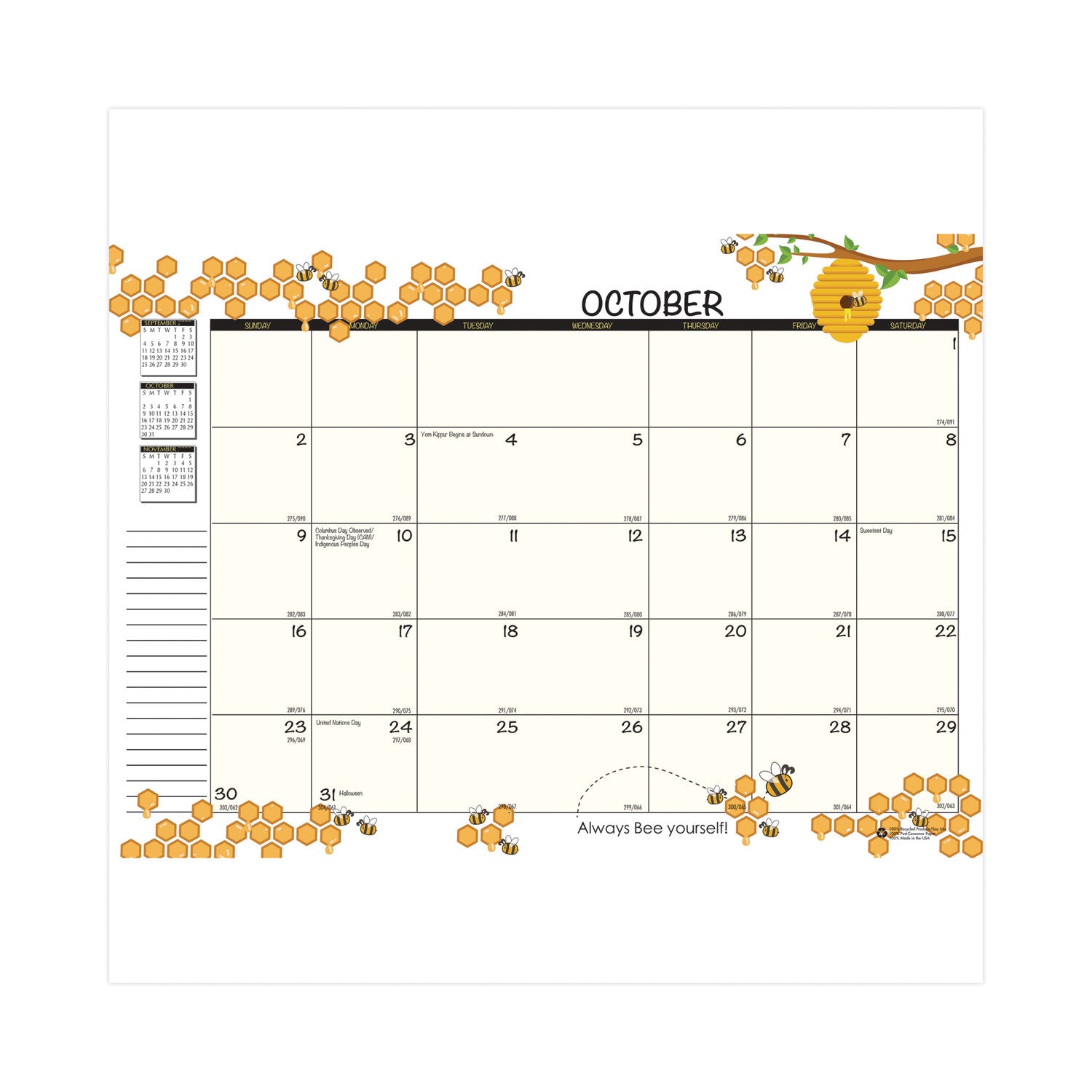 Recycled Academic Honeycomb Planner, Honeycomb Artwork, 10 x 7, Multicolor Cover, 12-Month (Aug to July): 2023 to 2024