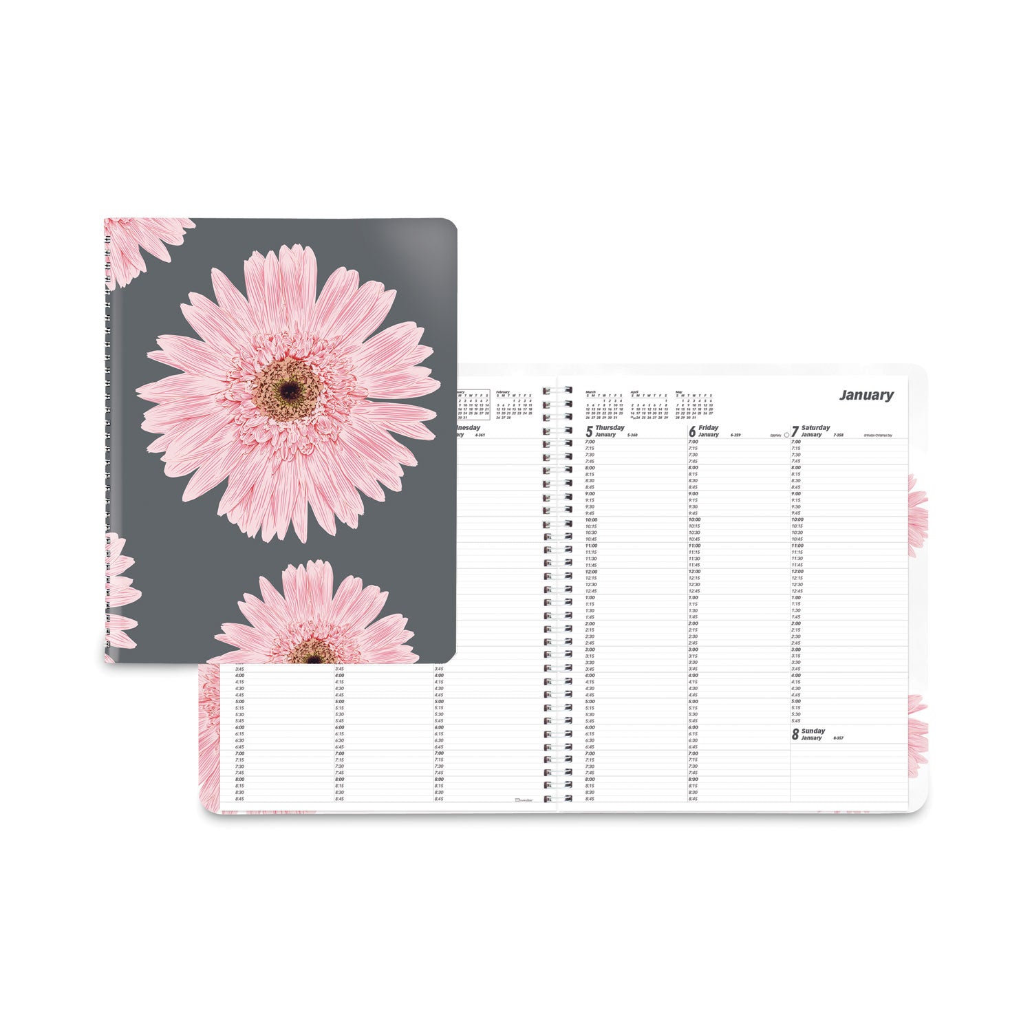 essential-collection-daisy-weekly-appointment-book-columnar-format-11-x-85-navy-gray-pink-cover-12-month-jan-dec-2024_redcb950g05 - 1