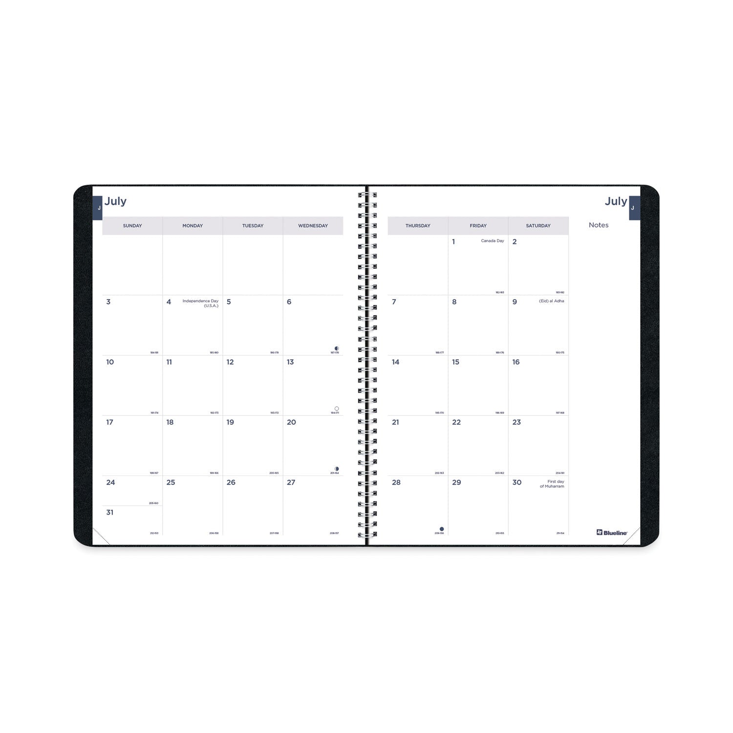 Academic Monthly Planner, 11 x 8.5, Black Cover, 14-Month (July to Aug): 2023 to 2024