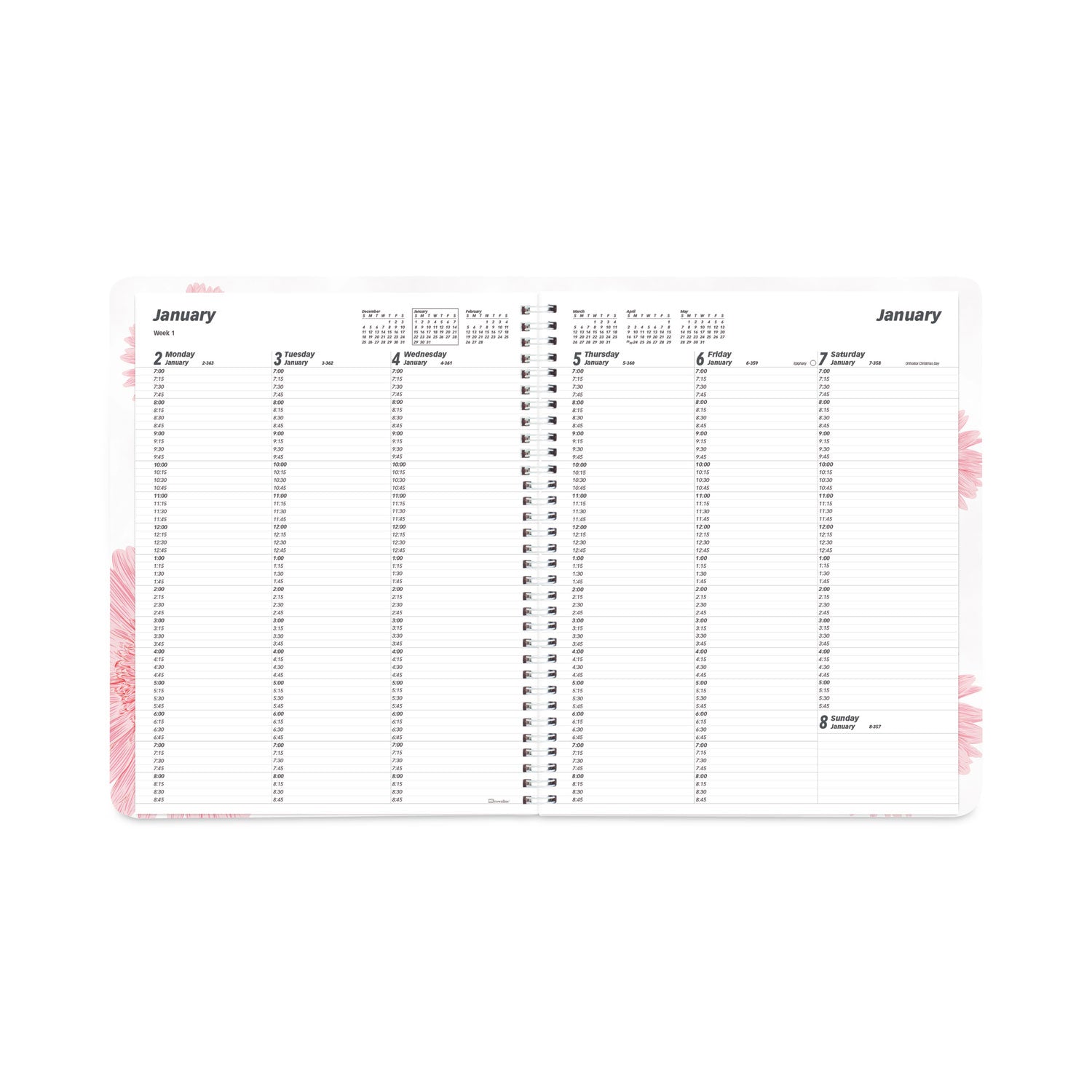 essential-collection-daisy-weekly-appointment-book-columnar-format-11-x-85-navy-gray-pink-cover-12-month-jan-dec-2024_redcb950g05 - 5