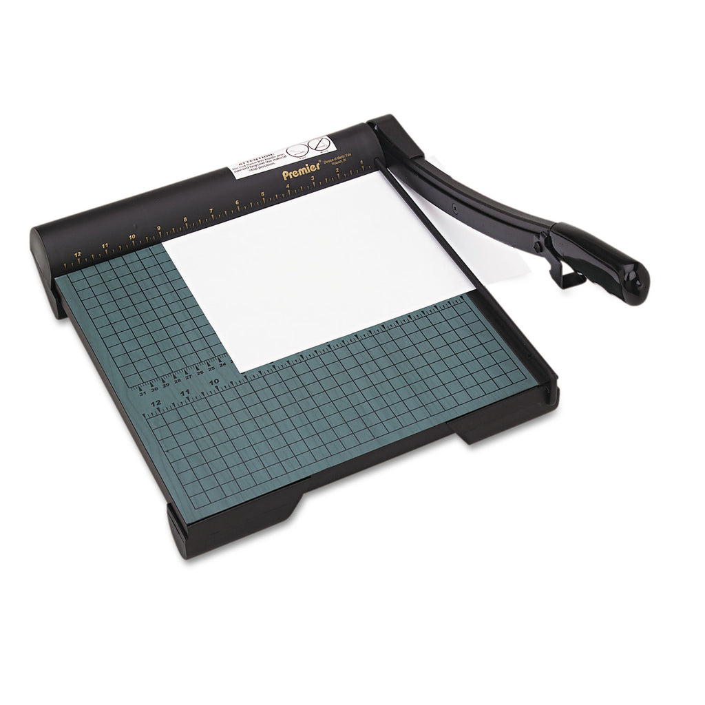 The Original Green Paper Trimmer, 20 Sheets, 12" Cut Length, Wood Base, 12.5 x 12 - 