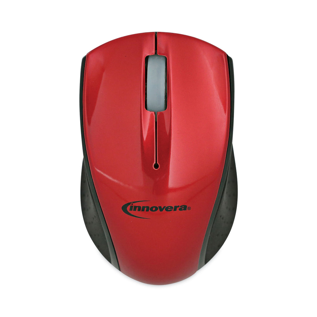 Mini Wireless Optical Mouse, 2.4 GHz Frequency/30 ft Wireless Range, Left/Right Hand Use, Red/Black - 