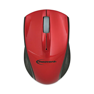 Mini Wireless Optical Mouse, 2.4 GHz Frequency/30 ft Wireless Range, Left/Right Hand Use, Red/Black - 