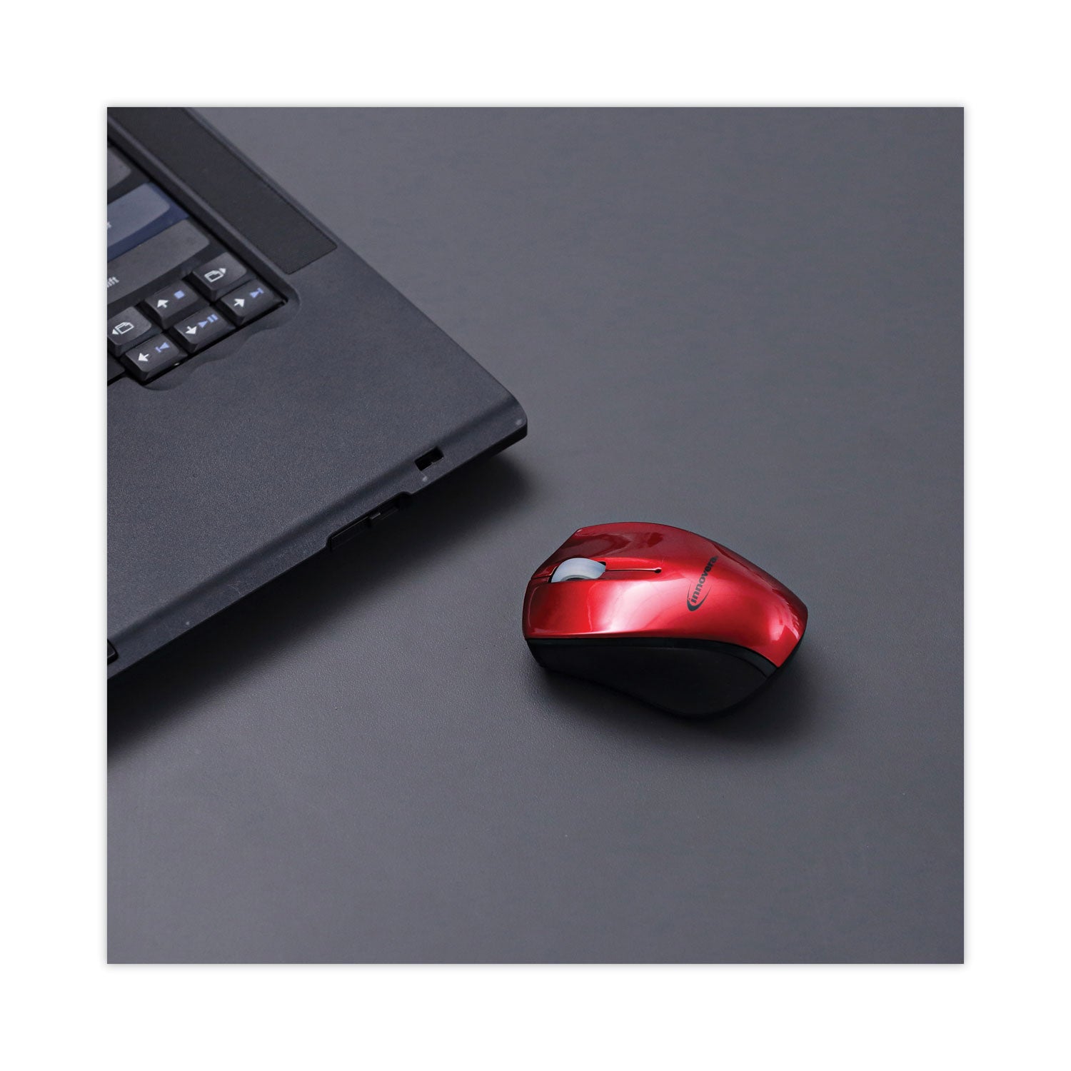 Mini Wireless Optical Mouse, 2.4 GHz Frequency/30 ft Wireless Range, Left/Right Hand Use, Red/Black - 