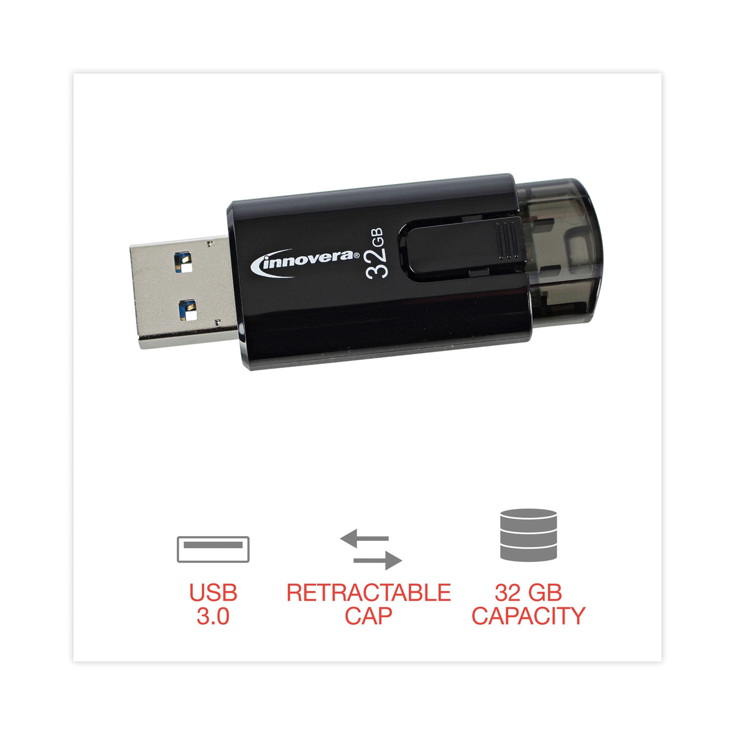 USB 3.0 Flash Drive, 32 GB, 3/Pack