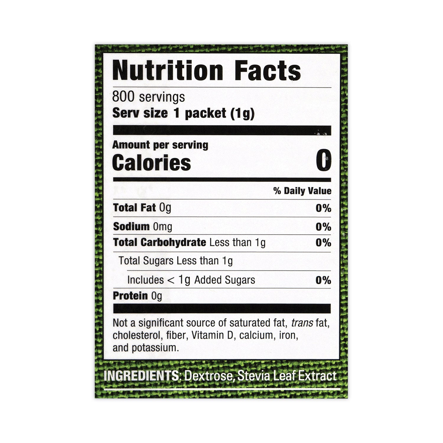 Sweetener, 1 g Packet, 800 Packets/Box, Ships in 1-3 Business Days
