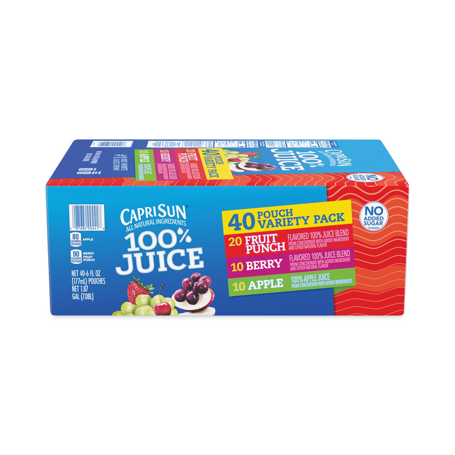 100% Juice Pouches Variety Pack, 6 oz, 40 Pouches/Carton, Ships in 1-3 Business Days