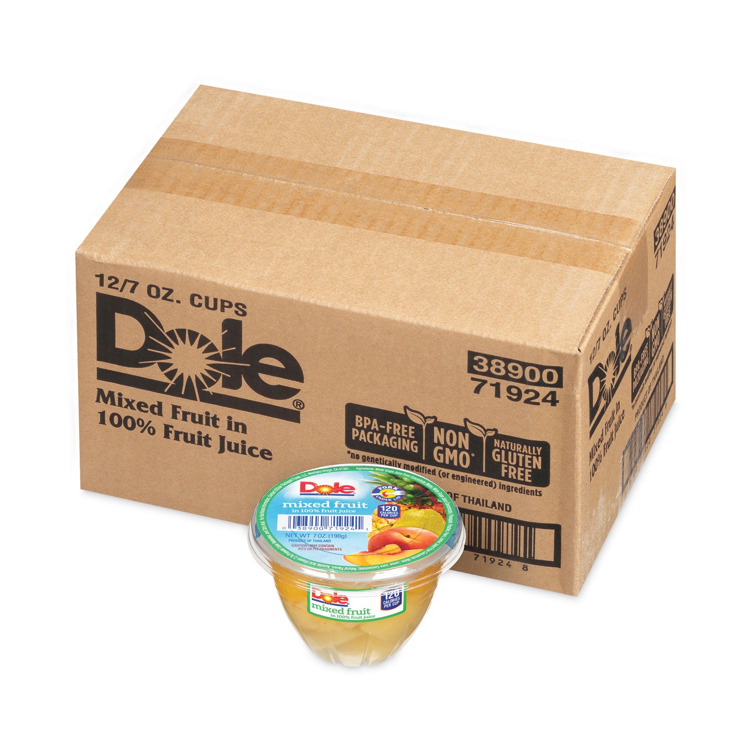 Mixed Fruit in 100% Fruit Juice Cups, Peaches/Pears/Pineapple, 7 oz Cup, 12/Carton, Ships in 1-3 Business Days