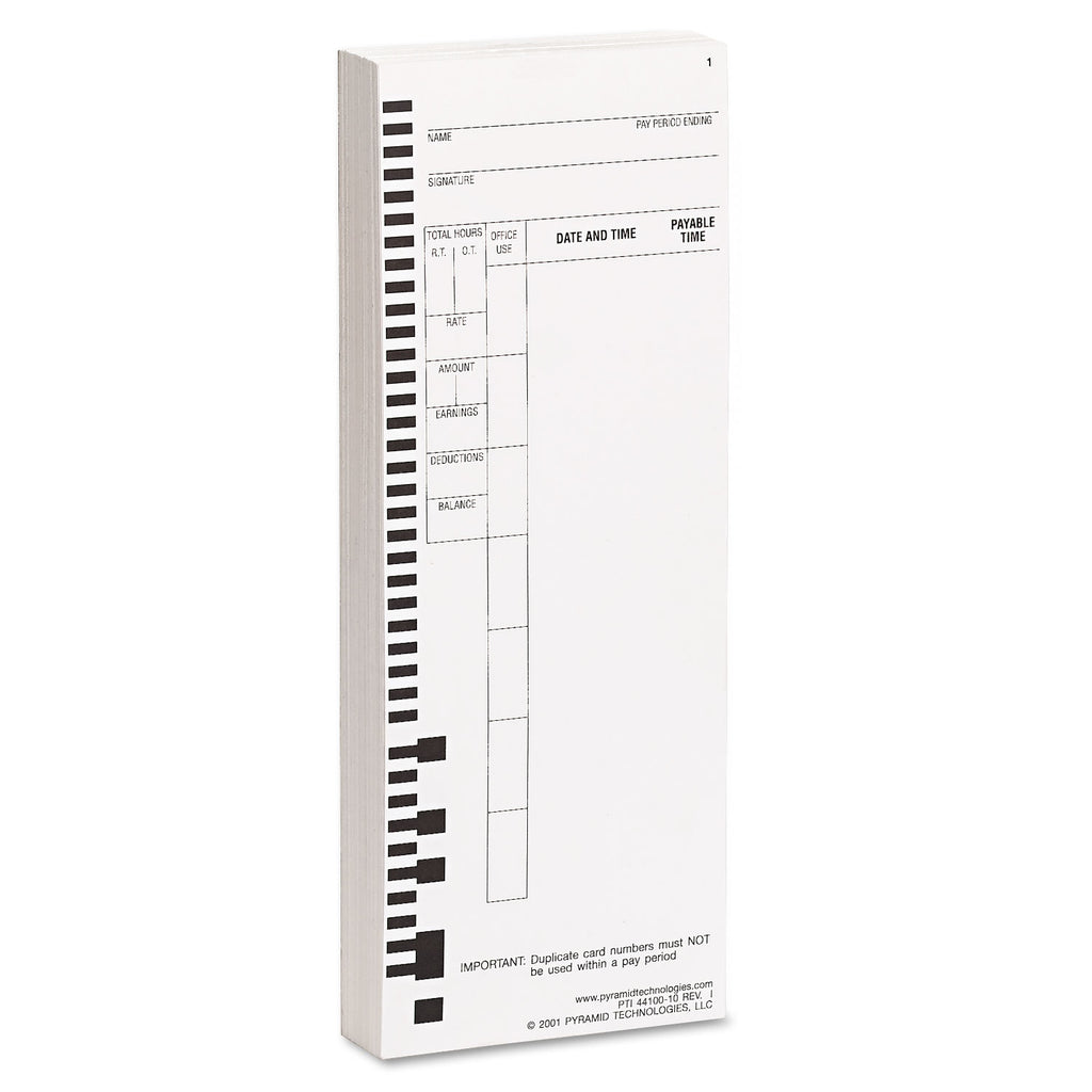time-clock-cards-for-pyramid-technologies-4000-one-side-35-x-85-100-pack_pti4410010 - 2