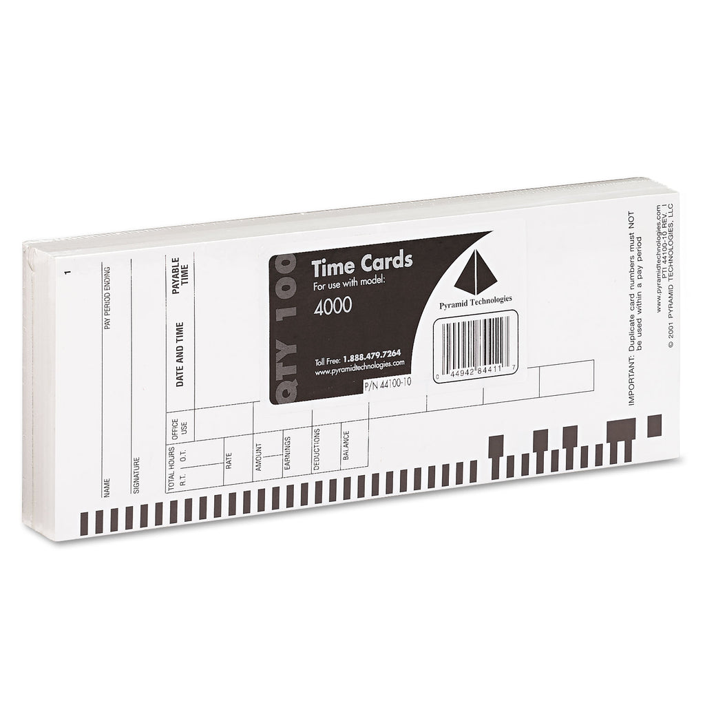 time-clock-cards-for-pyramid-technologies-4000-one-side-35-x-85-100-pack_pti4410010 - 3