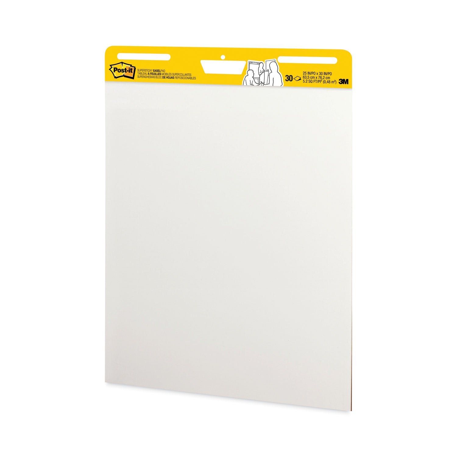 Vertical-Orientation Self-Stick Easel Pad Value Pack, Unruled, 25 x 30, White, 30 Sheets, 4/Carton - 