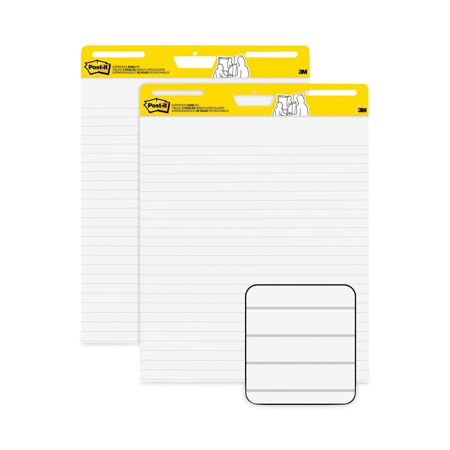 Vertical-Orientation Self-Stick Easel Pads, Presentation Format (1.5" Rule), 25 x 30, White, 30 Sheets, 2/Pack