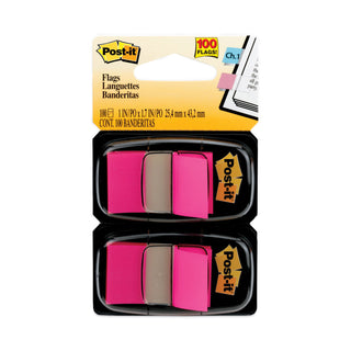 Standard Page Flags in Dispenser, Bright Pink, 50 Flags/Dispenser, 2 Dispensers/Pack - 