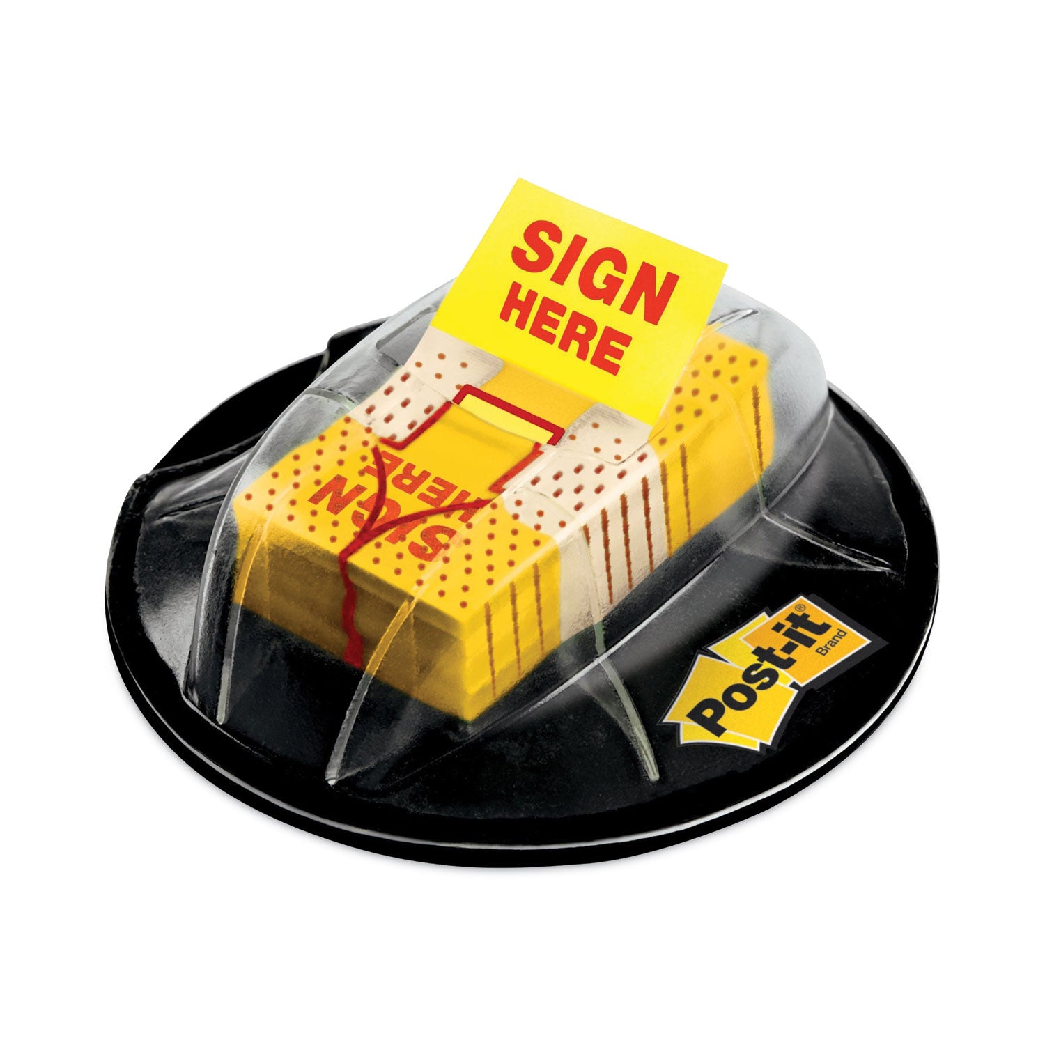 Page Flags in Dispenser, "Sign Here", Yellow, 200 Flags/Dispenser - 