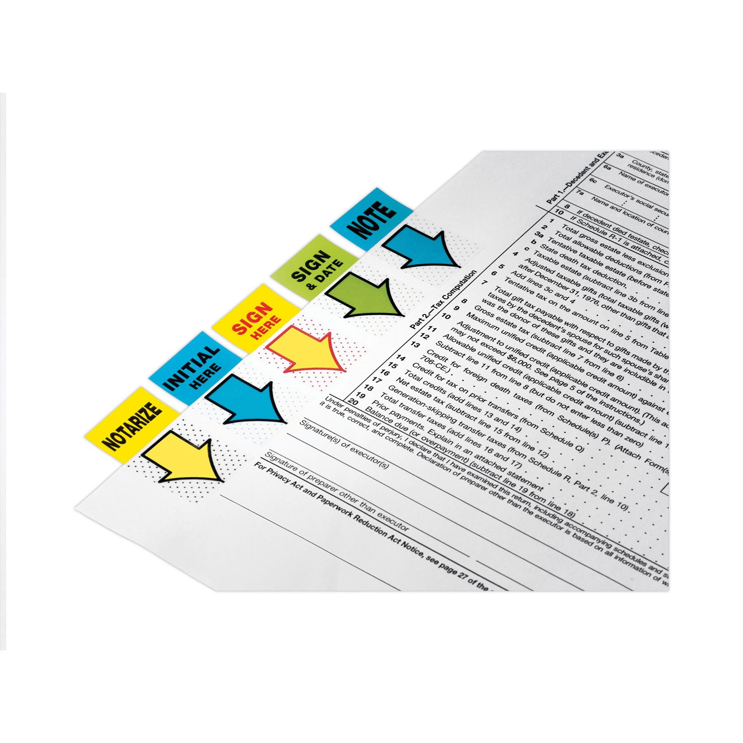 Arrow Message 1" Page Flags, "Notarize," Yellow, 50 Flags/Dispenser, 2 Dispensers/Pack