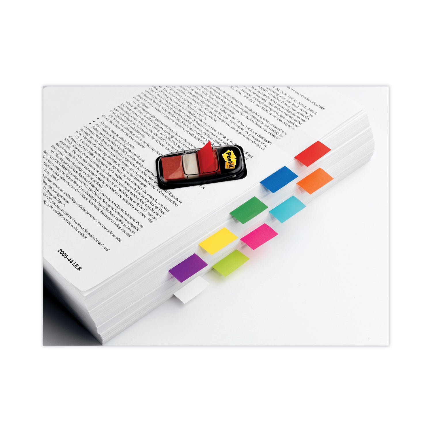 Marking Page Flags in Dispensers, Red, 50 Flags/Dispenser, 12 Dispensers/Pack - 