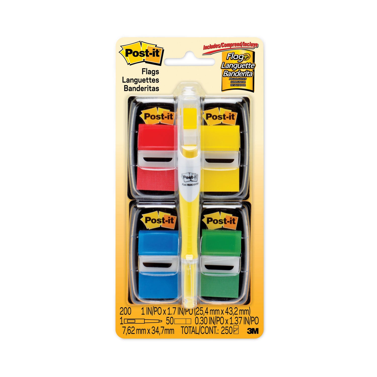 Page Flag Value Pack, Assorted, 200 1" Flags + Highlighter with 50 0.5" Flags - 